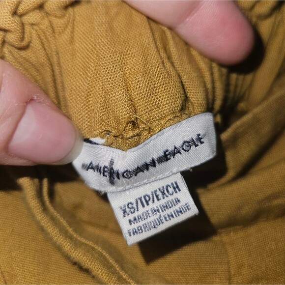 American Eagle Outfitters AEO Mustard Yellow Cotton Linen Blend Comfy Pants XS - Picture 7 of 8